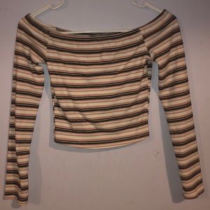 Shein off the shoulder XS striped long sleeve crop